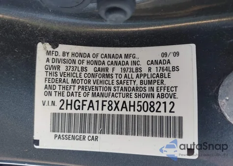 2010 Honda Civic Ex from USA, damaged, VIN 2HGFA1F8XAH508212
